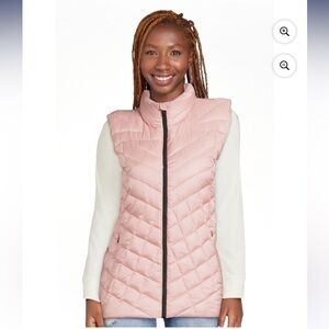 NWT Big Chill Women's Chevron Quilted Puffer Vest, Midweight, Blush Pink Sz: L